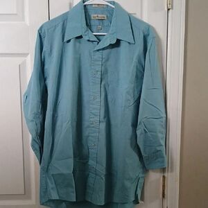 Bert Pulitzer Collectors Edition light turquois blue button down shirt Sz 16.5